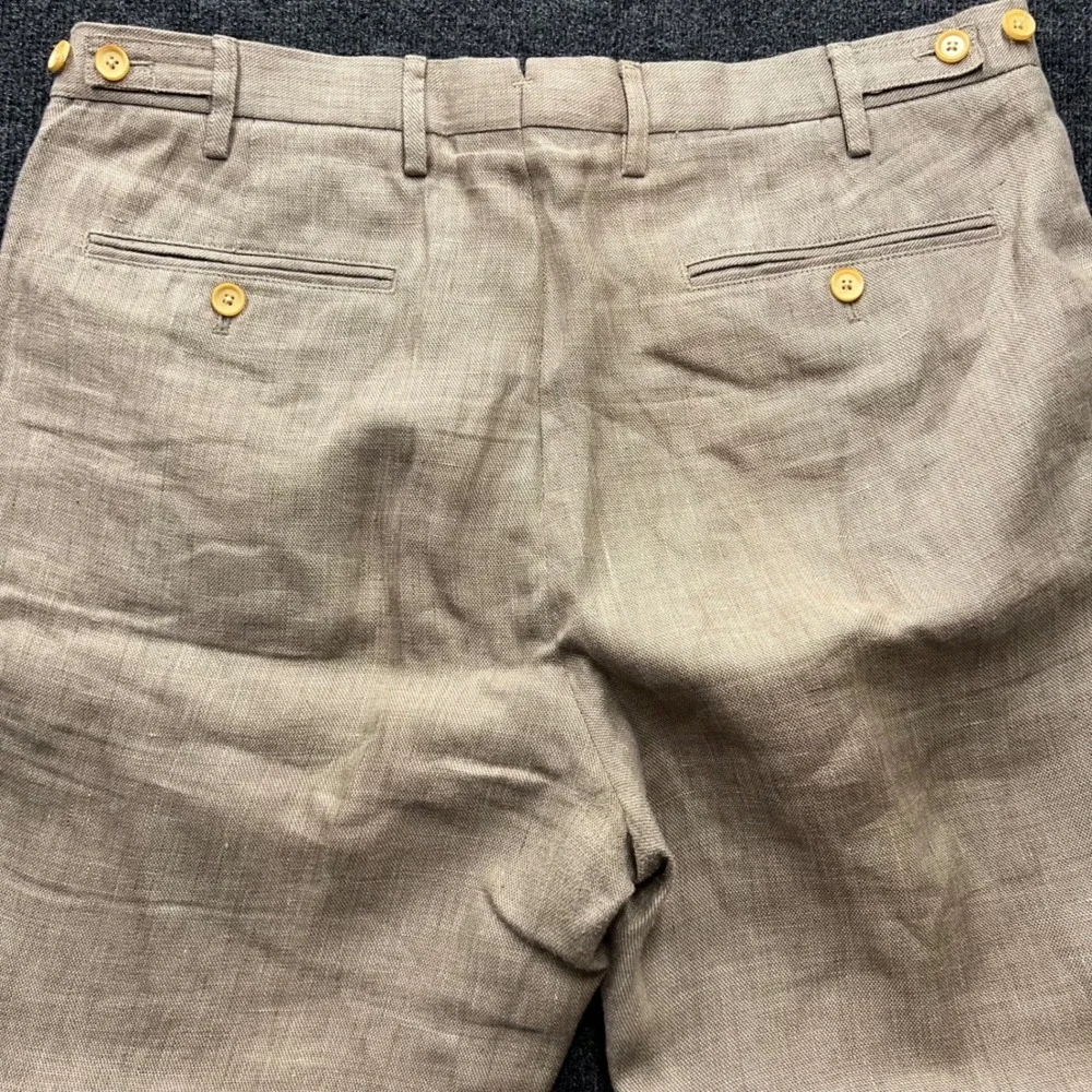 Vintage Banana Republic Heritage Mens 35x32 Khaki Linen Straight Pants 951019-00